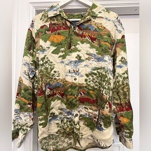 Vintage 90s Liz Claiborne Liz Wear Country Print Button Down Americana Medium